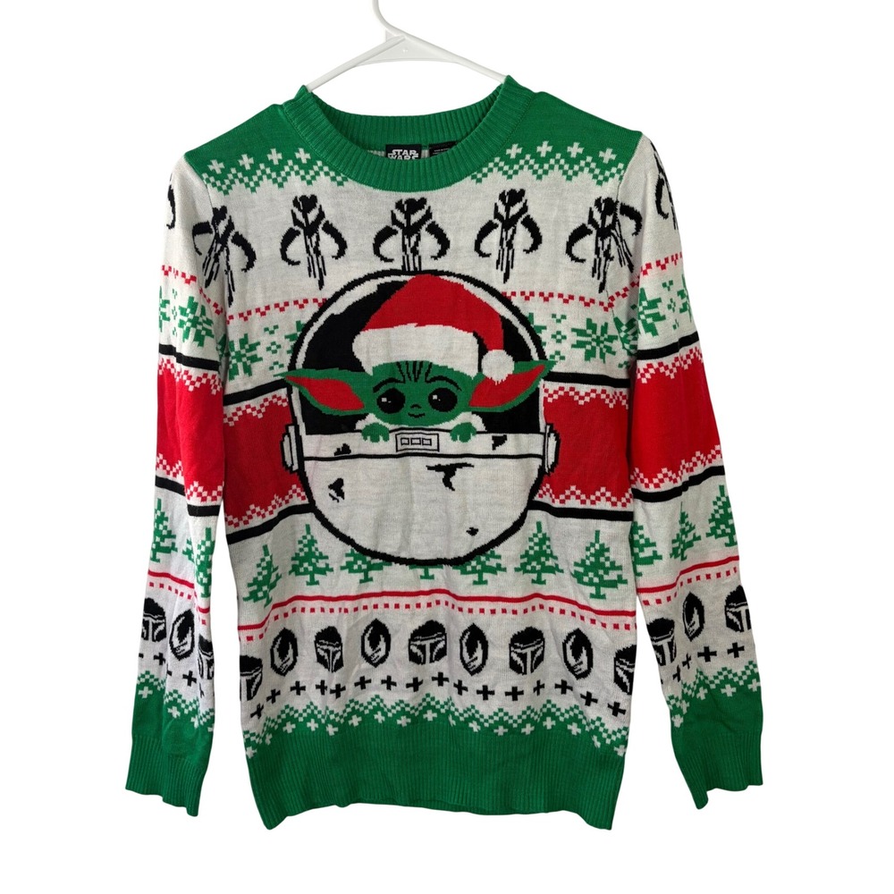Star Wars The Mandalorian Grogu Baby Yoda Holiday Ugly Christmas Sweater Small